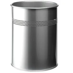 Papierkorb Metall rund 15 Liter, P 30mm, metallic silber