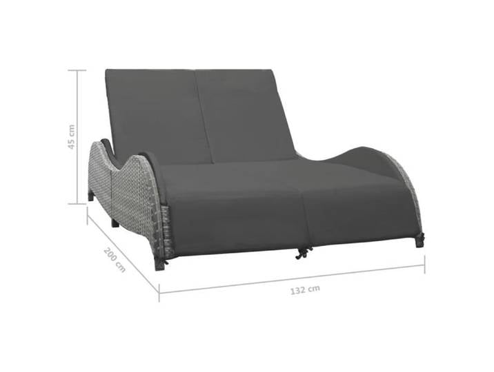 Chaise longue double avec coussin Résine tressée Anthracite