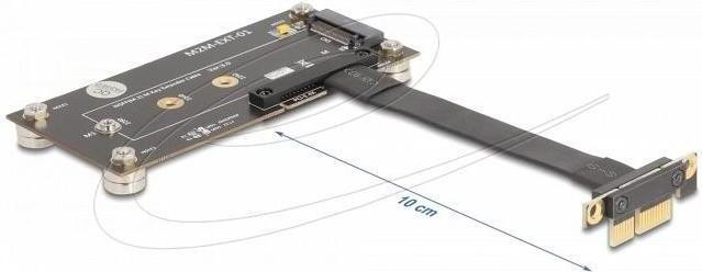 Delock Interfaceadapter M.2 naar M.2 kaart PCIe 3.0 met 10 cm kabel 90 graden geknikt - Zwart