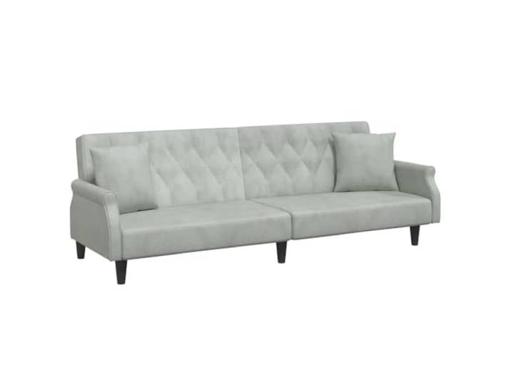GHVBNMF Schlafsofa mit Armlehnen Hellgrau Samt Couch Klappbar 216 cm Komfortable Schlafcouch im eleganten Design für Wohnzimmer und Schlafzimmer, inklusive zwei passenden Kissen.