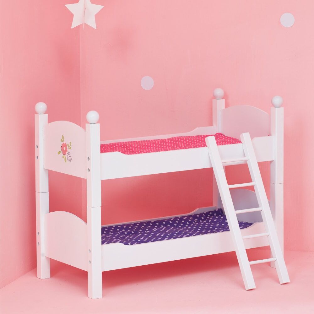 Teamson Cama litera doble para muñeca, 43.5 cm, blanco