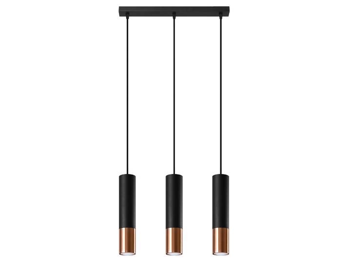 Lampe suspendue LOOPEZ 3L noir/cuivre 3xGU10 10W acier 90x6x45cm Sollux Lighting