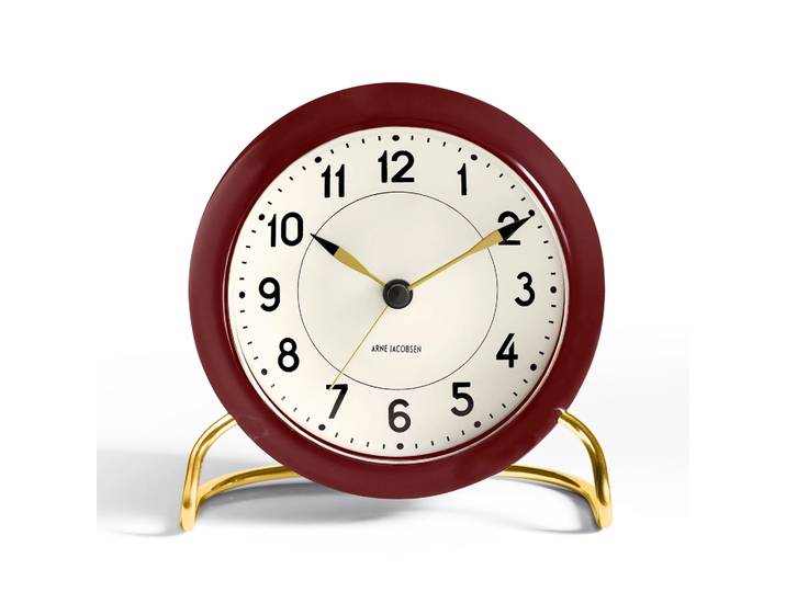 Arne Jacobsen Clocks Horloge de table Arne Jacobsen rouge bordeaux bordeaux