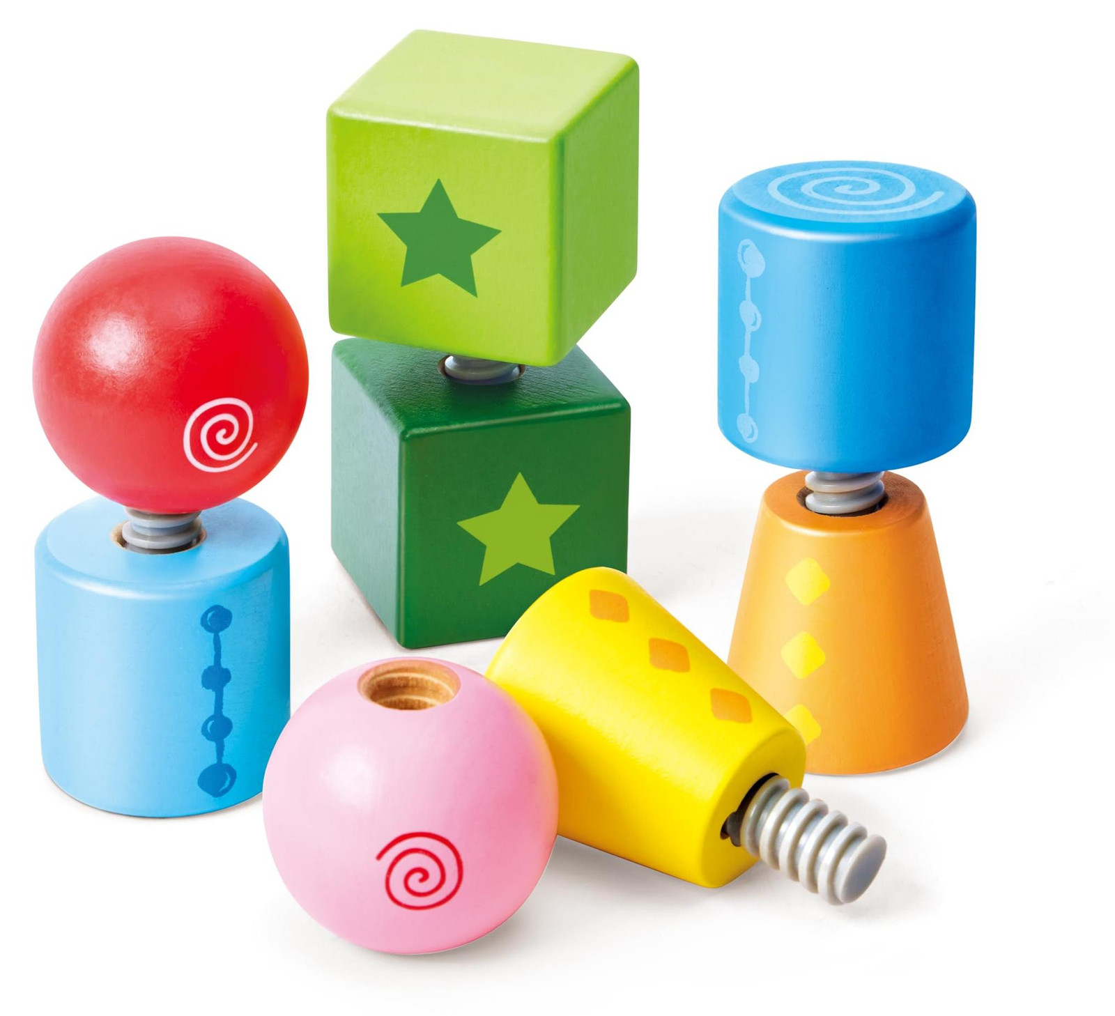 Hape Schroefblokken - Kleurrijke houten blokken voor creatief speelplezier