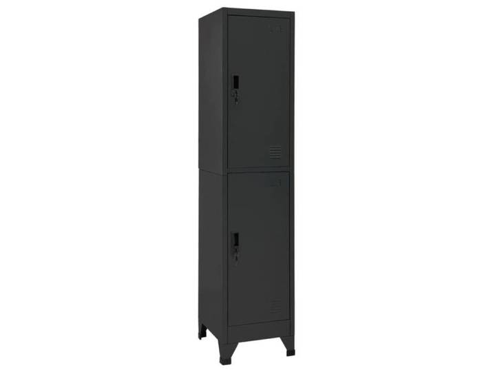 Armoire à casiers anthracite style industriel en acier 38x45x180 cm rangement dossiers et fournitures rangement bureau dossiers