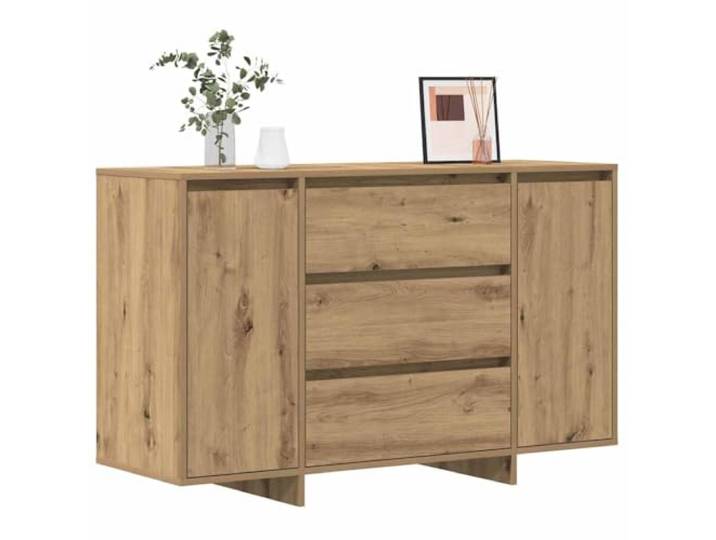 KTHLBRH Sideboard Eiche Handwerk 120 x 41 x 75 cm Holz mehrschichtig Modernes Design, 3 Schubladen, 2 Einlegeböden, 2 Türen, Kapazität 115 kg, Montage erforderlich