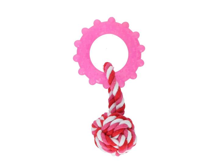 Hundespielzeug Tau Knoten und Beissring 16 cm