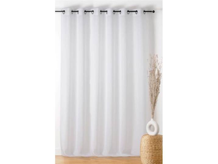 LINDER - Voilage Bouclette - Finition Œillets Couleur Canon de Fusil - Coloris Blanc Neige - 290x240cm - 100% Polyester - Collection Boucline