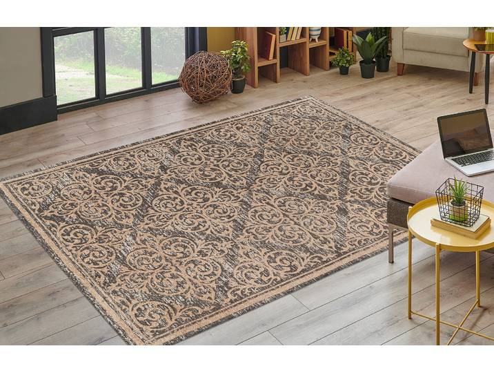 Teppich KAYOOM Davis 125 , beige, B:160cm H:12mm L:230cm, Polyester, Teppiche, Teppich, edles Design, pflegeleicht, neutrale Farben
