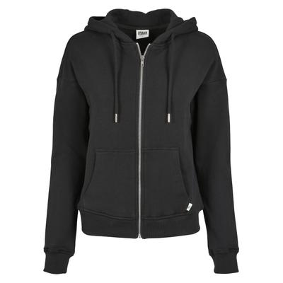 Sweatjacke URBAN CLASSICS "Urban Classics Damen Ladies Organic Terry Zip Hoody", Damen, Gr. M, schwarz, 100% Baumwolle (Bio), unifarben, Rundhals, Sweatjacken Sweatjacke