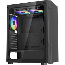 VEVOR PC-Gaming-Gehäuse, Mid-Tower, gehärtetes Glaspanel mit hohem Luftstrom, Staubfilter, 3x 120 mm ARGB-Lüfter, Kabelmanagement, für GPUs mit bis zu 320 mm Länge, für ATX / M-ATX / ITX