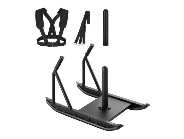 Vevor Traineau De Puissance Poussee Et Traction\, Equipement Deentrainement De Force Avec Poignees\, En Acier\, Pour Vitesse Et Explosivite\, Compatible Avec Disques De 2\,5 Et 5 Cm\, Gym Fitness\, Noir