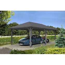Skan Holz Carport Taunus 439 x 786 cm-schiefergrau Holzcarport
