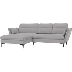 ECKSOFA Mira Hellgrau Samt-Stoff