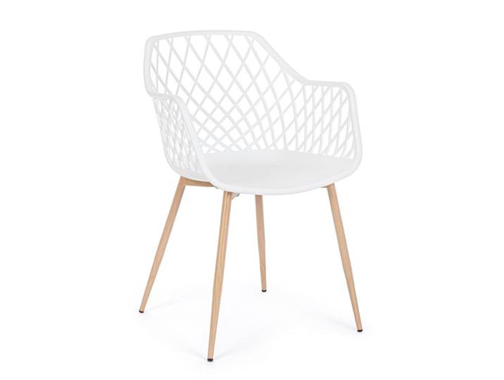 Set 2 chaises acier blanc