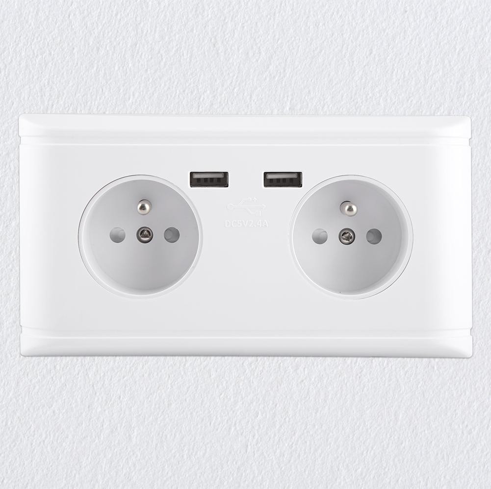 Cocosity Multifunctionele wandcontactdoos met dubbele USB-poort