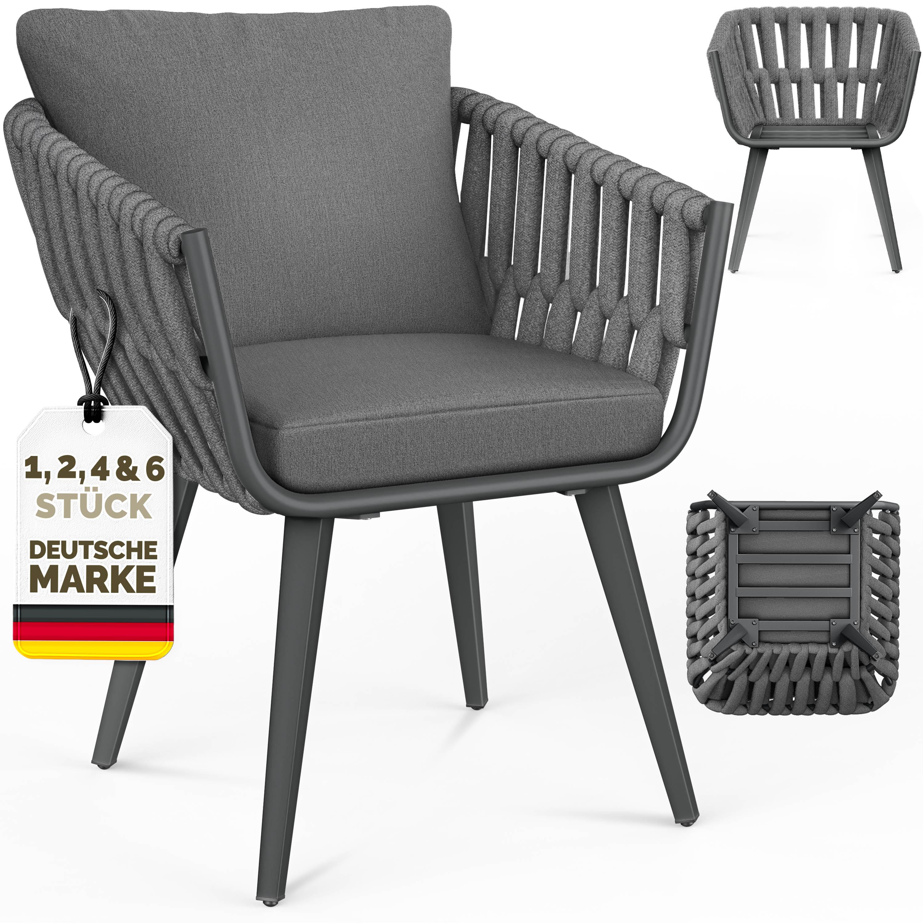 tillvex Gartenstuhl 4er Set Wetterfest mit Armlehne | Outdoor Stühle bis 160kg belastbar | Gartenstühle UV-beständig | Terrassenstuhl Sessel Gartenmöbel Terrasse Balkon Garten