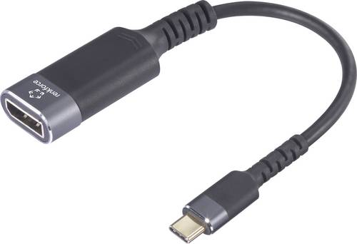 Renkforce RF-6798310 USB-C / DisplayPort Adapterkabel [1x USB-C Stecker - 1x DisplayPort Buchse] Schwarz-Grau 4K UHD 0.20m