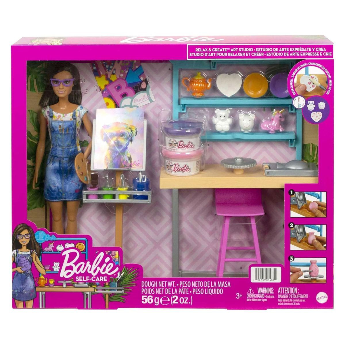 Mattel Barbie Wellness Kunst- en Creatieatelier met Barbie-pop en 25 accessoires