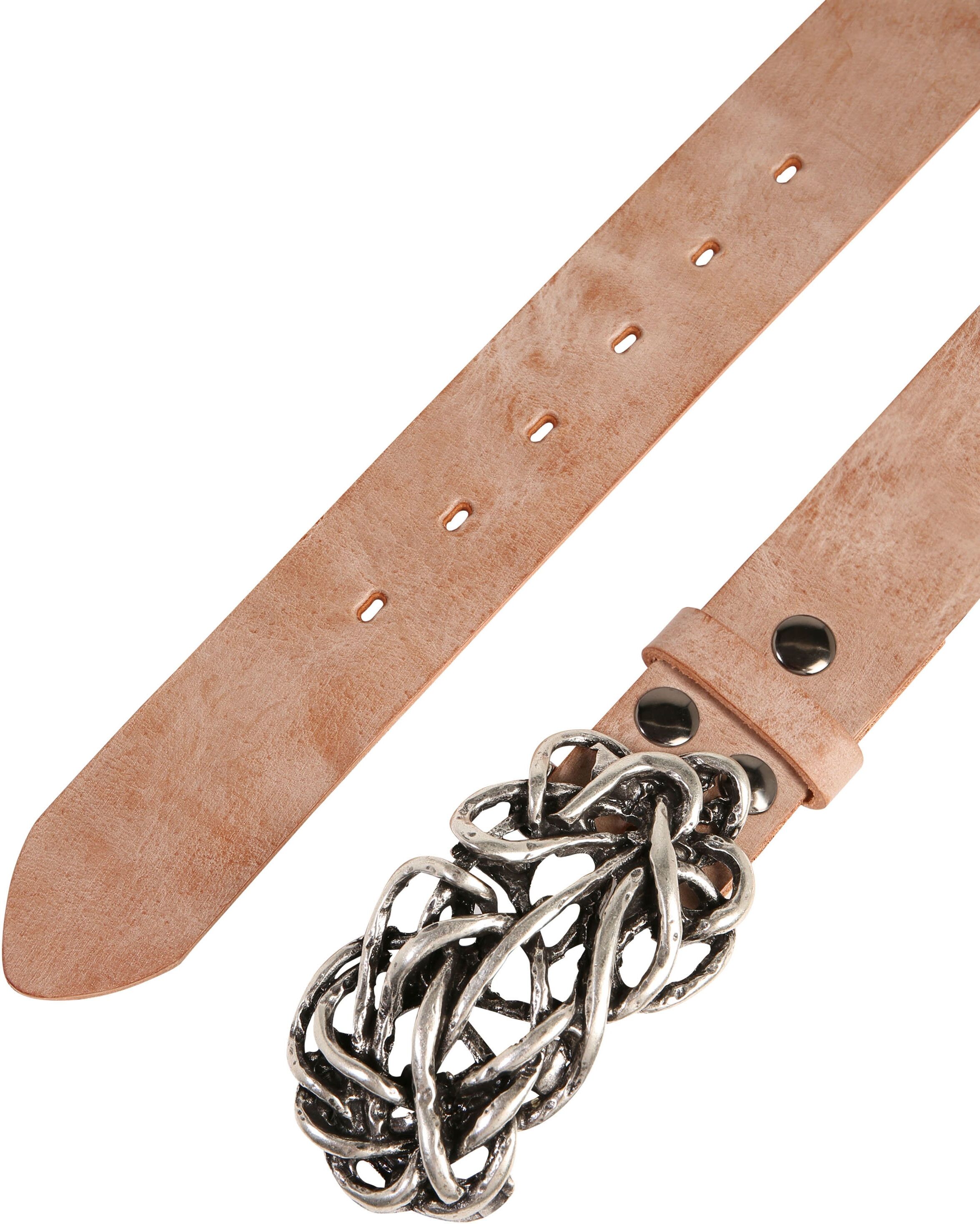 Ledergürtel RETTUNGSRING GÜRTEL, Damen, Gr. 115, beige (natur), Leder, unifarben, Gürtel Ledergürtel, mit austauschbarer Schliesse »Strohknoten« natur 115