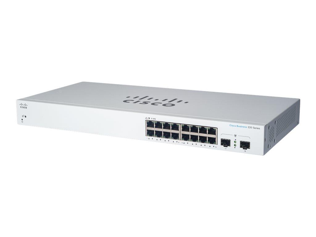 Cisco Switch Business 220-Series 18-Port 1GbE 130W PoE smart managed CBS220-16P-2G-EU