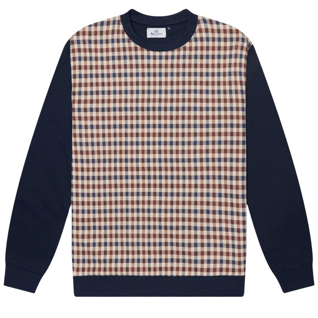 Aquascutum Active Club Check Crewneck Navy
