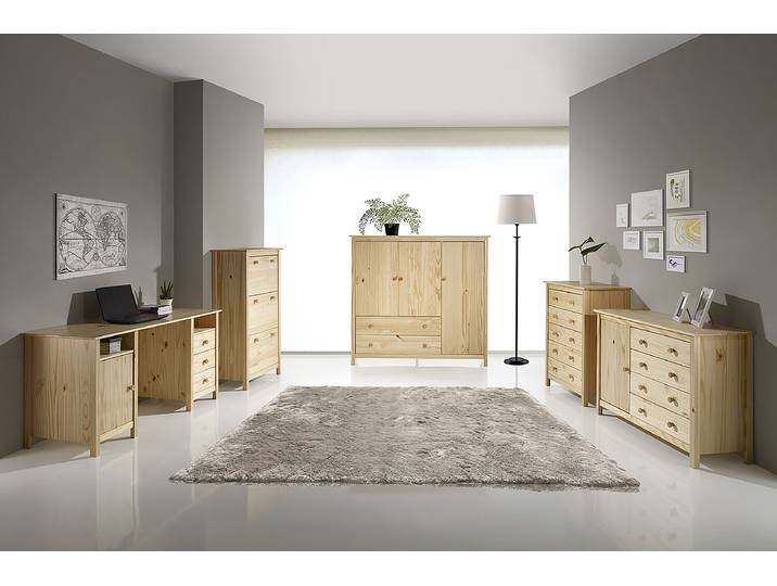 Commode massive Bukilen 120 x 80 x 40cm Marron