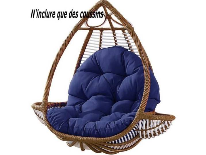 Coussin pour Fauteuil Suspendu Oeuf avec Oreiller Lavable Coussin de Chaise Suspendue Exterieur épais Coussin 120x80cm Marine