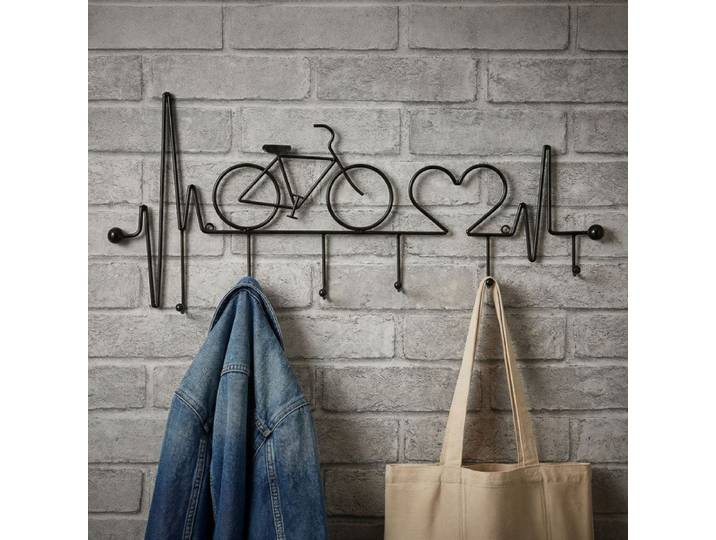 Porte-manteau mural vélo 6 patères Sasha Noir