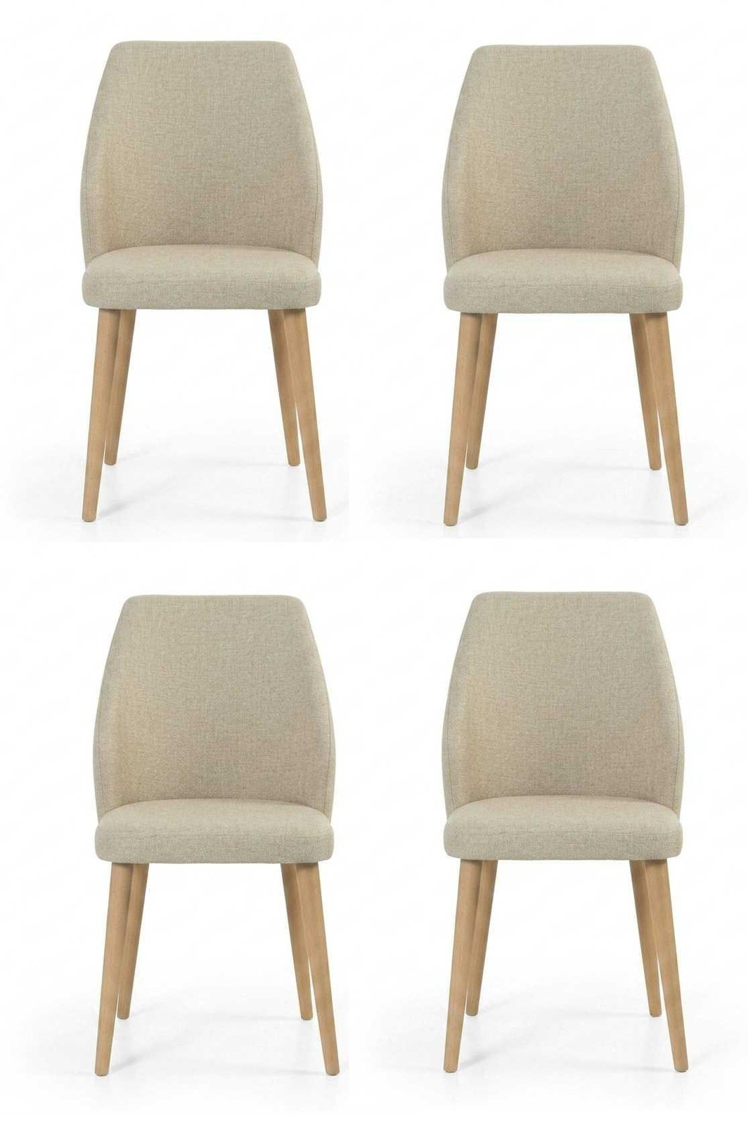 JVmoebel Luxe Moderne Eetkamerstoelen Set - Beige - Gestoffeerd