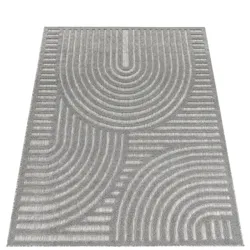 KADIMA DESIGN Teppich Kurzflor Struktur Wohnzimmer schmutzabweisend Grau Läufer 60x100 | 100% Polypropylen | Florhöhe: 10 mm | nicht waschbar