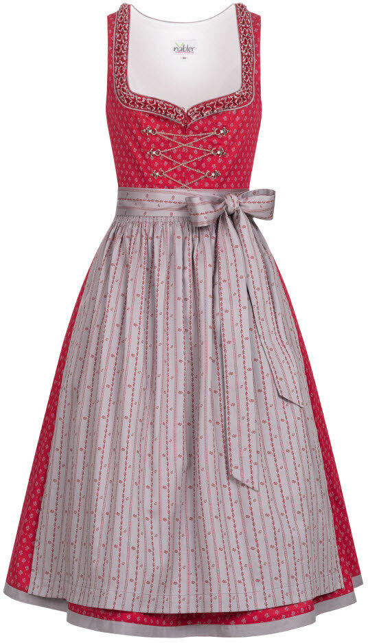 Dirndl NÜBLER "Dirndl midi Terres", Damen, Gr. 54, EURO, rot, Obermaterial: 100% Baumwolle CO., Kleider Dirndl
