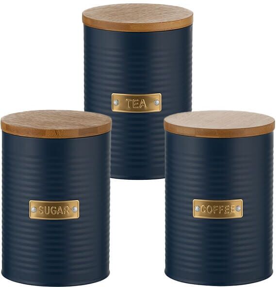 Typhoon Otto Navy Tea, Coffee & Sugar Storage Canisters