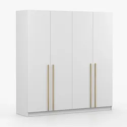 DREHTÜRENSCHRANK SEVILLA 4D Weiß/Weiß, 4-türig, Holzgriffe