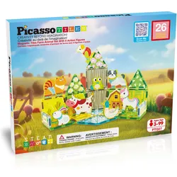 PicassoTiles Picasso Tiles - Farm themed set with 8 animals (26 pcs) (PTQ27)