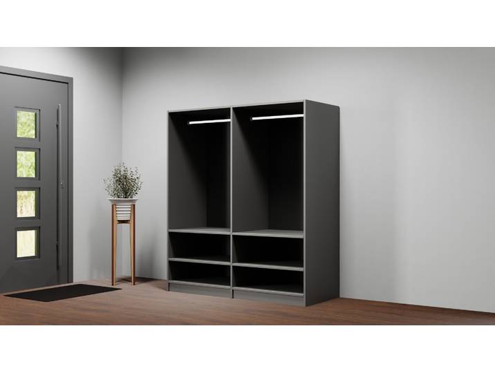 Offener Kleiderschrank mit Kleiderstangen Premium Dekore Basaltgrau
