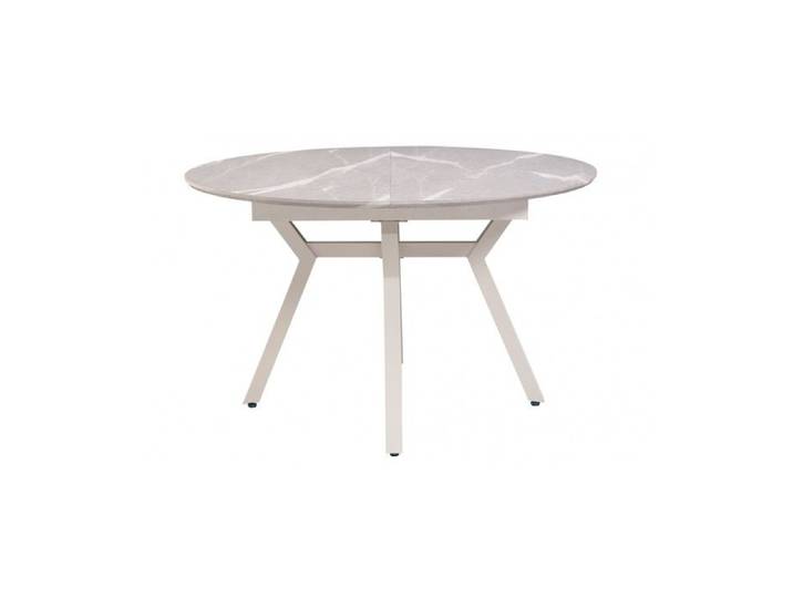 Table à manger ronde extensible coloris effet marbre gris - Longueur 130/160 x Largeur 130 cm x Hauteur 76cm