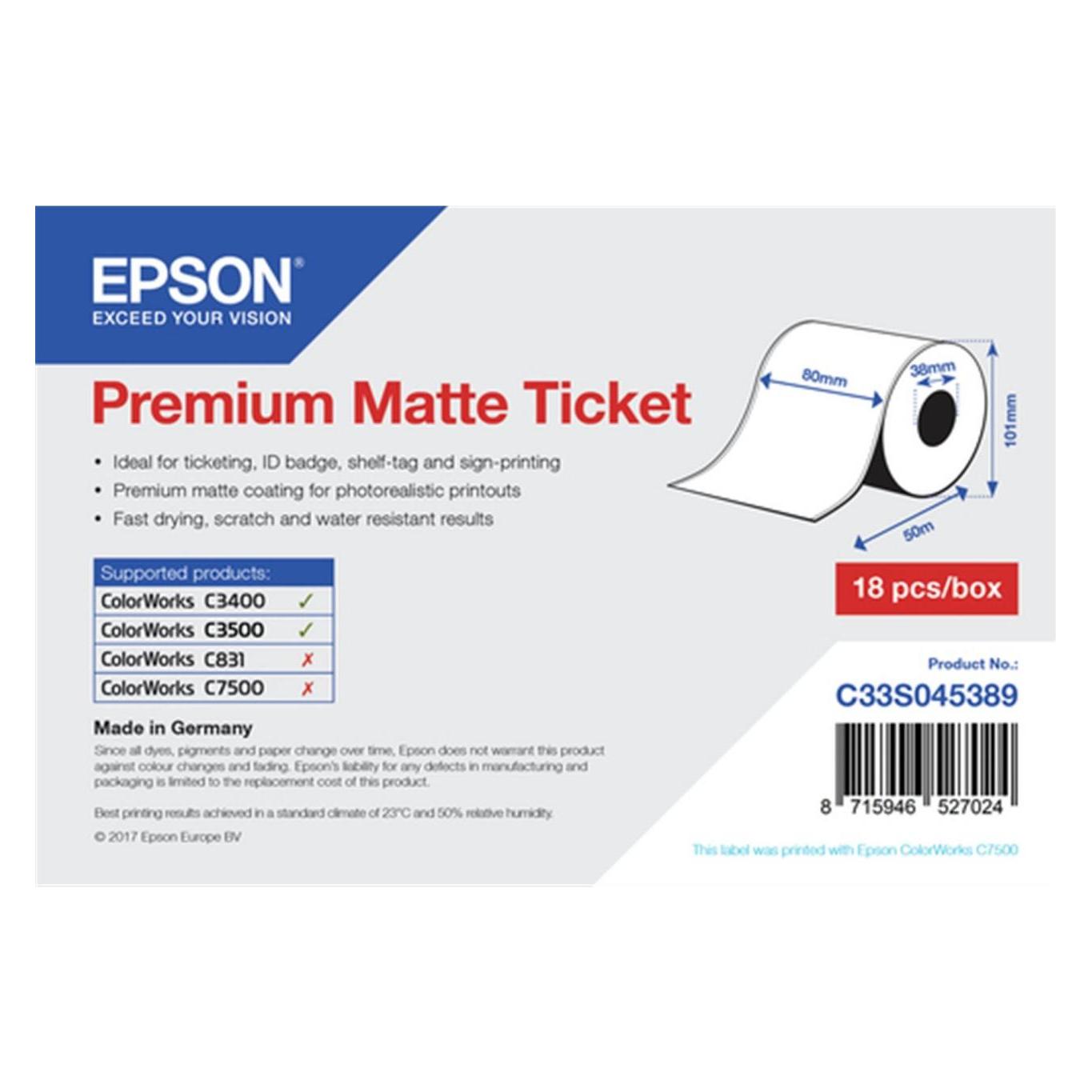 Epson Premium Ticket Label 76 mm x 35 m (80 mm) (C33S045389)