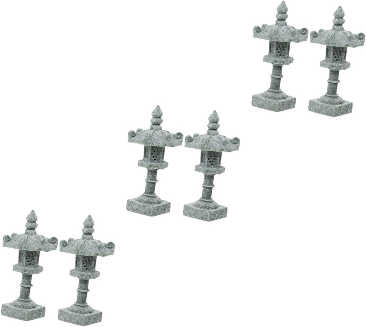 Pagode Standbeeld Mini Pagode Ornament Grijs voor Tuin Decoratie B/D/H: 25 x 5 cm