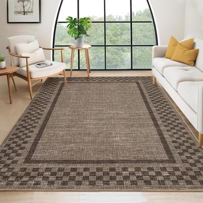 Garvee Modern Checked Border Foldable Area Rug