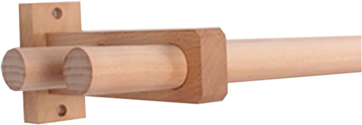 Dubbele houten gordijnroede Romeinse stijl van massief beukenhout, 150 cm