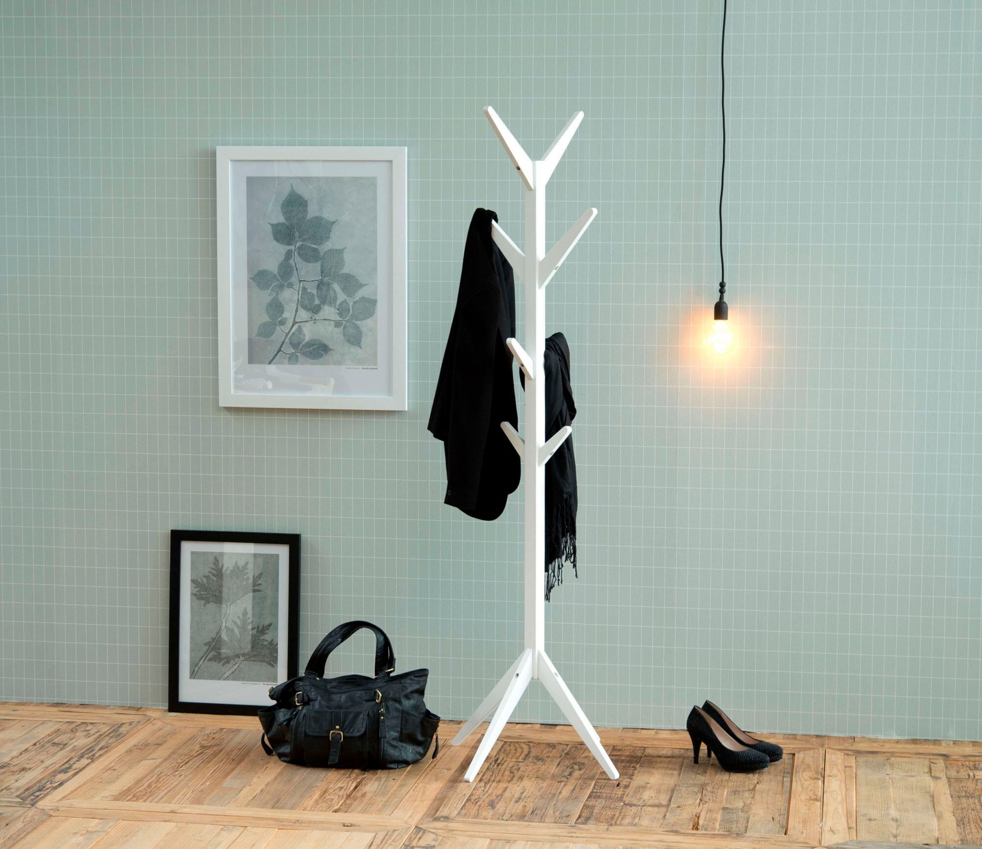 Kleiderständer ACTONA GROUP "Ascot", weiss (weiß), B:42cm H:178cm T:42cm, MDF, Garderobenständer, Kleiderständer, Garderobenständer aus lackiertem MDF, mit 8 Haken weiß Einheitsgröße