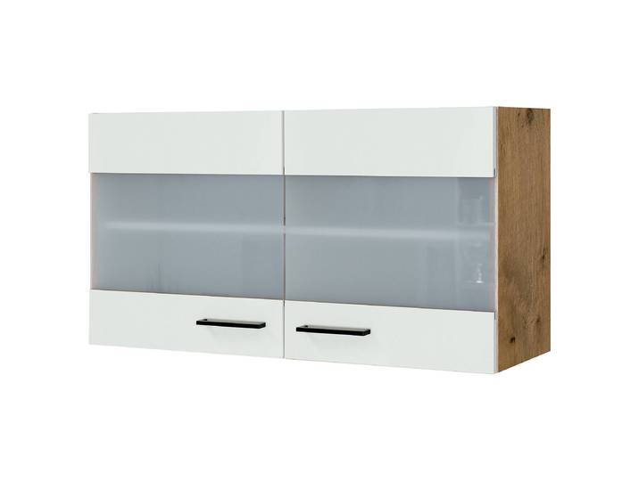 Hängeschrank Glas horizontal 100cm Weiß/Magnolienweiß