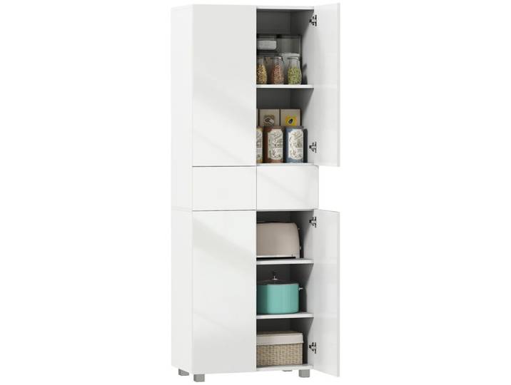 LIA Armoire cuisine buffet 4 portes blanc laqué 60x35x170cm