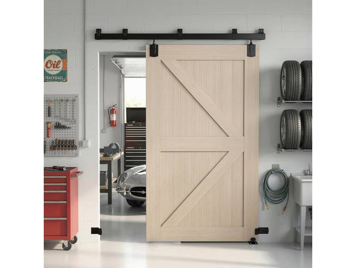 HOMCOM Kit Quincaillerie Porte Coulissante 183cm Métal Noir