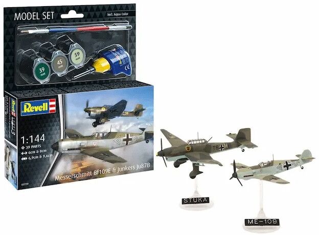 Maquette Avions Messerschmitt Bf109E et Junkers Ju87B Stuka Level 3 échelle 1:144 - Revell