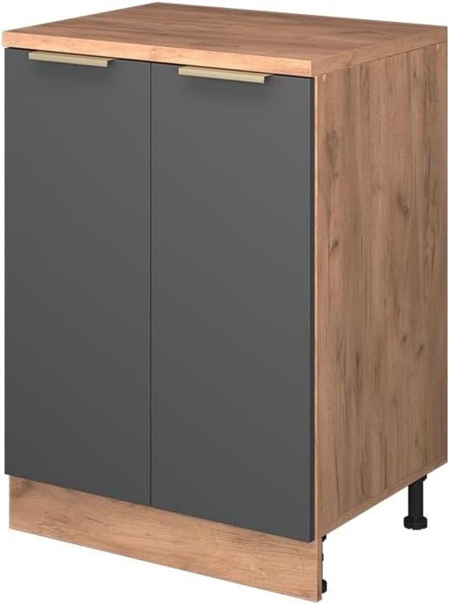 Keukenkast voor schuine wand in antraciet goud, Breedte: 60 cm