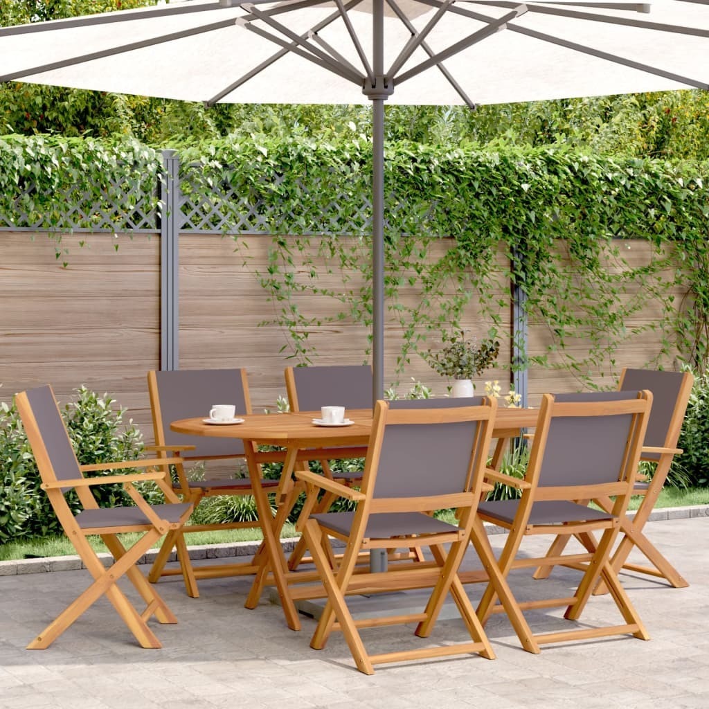 Maison Exclusive - Klappstühle, 6-teilig, anthrazitfarbener Stoff und Massivholz