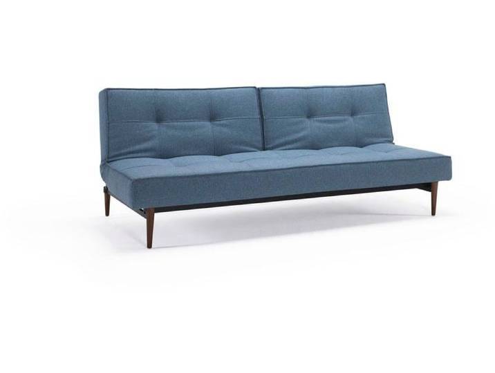 Schlafsofa INNOVATION LIVING ™ Splitback bequem durch Federkern, Rückenlehne verstellbar , blau (lightblau), B:210cm H:79cm T:96cm, Luxus-Microfaser Vintagelook (100% Polyester);NaturLEDER (echtes Rindsleder), Sofas, Schlafsofa, mit dunklen Styletto Beinen, in skandinavischen Design