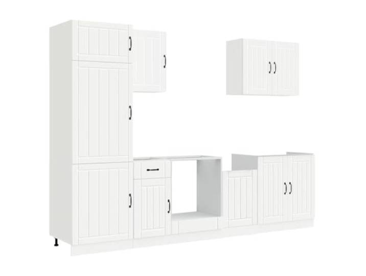 HKTMGDNG Küchenschrank-Set Lucca 7-teilig Einbauküche Küchenzeile Weiß Moderne Küchenzeile aus Holzwerkstoff mit Hängeschränken, Unterschränken und Spülenschrank für Ihre Küche.
